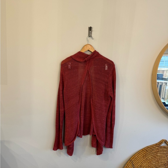 Anthropologie angel of the north large red linen/cotton knit cardigan - Picture 6 of 7
